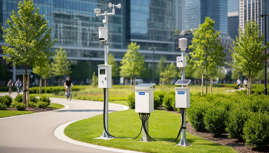 Air-quality monitoring equipment installed in a city park